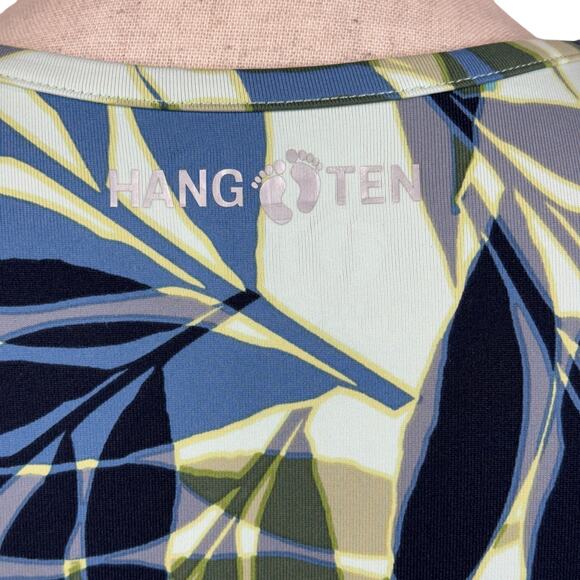 Hang Ten Medium Rashguard Swim Top UPF 50+ Quick-Dry Long Sleeve Leaf Print Crew - Picture 4 of 9